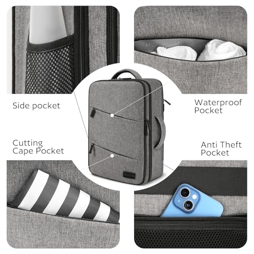 AUROTIER Insulated Hairdresser Backpack with Water-Resistant Compartments - Grey