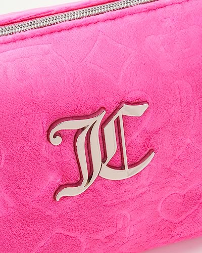 Pink Velour Makeup Bag - Juicy Couture Heart Crown Logo, Wedge Shape, One Size