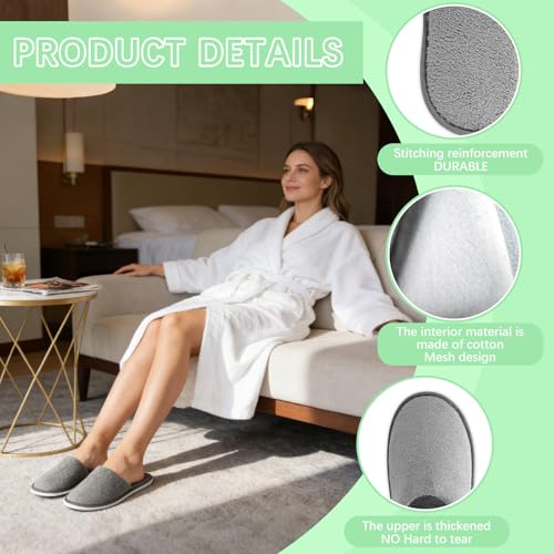 Disposable Guest Slippers 8 Pairs - Washable Hotel Spa Indoor House Shoes (Pink, Purple, Grey, Beige)
