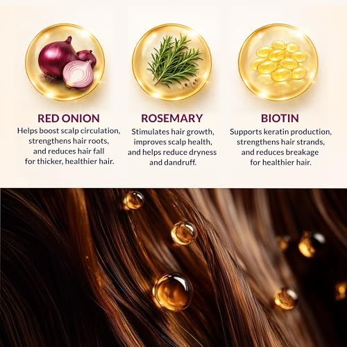 PureNaturis Onion Rosemary Biotin Hair Care Set - Sulfate-Free Shampoo, Conditioner & Serum for Stronger, Thicker Hair