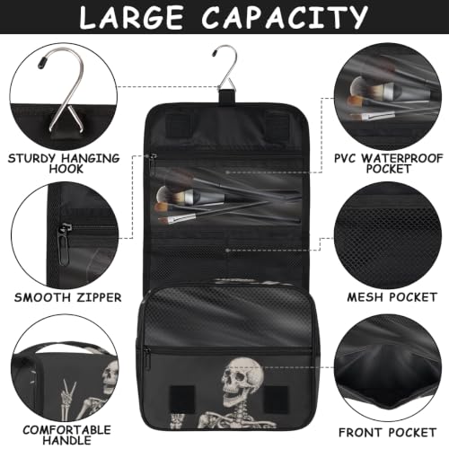 Travel Hanging Toiletry Bag with Multiple Compartments and Hook for Men and Women