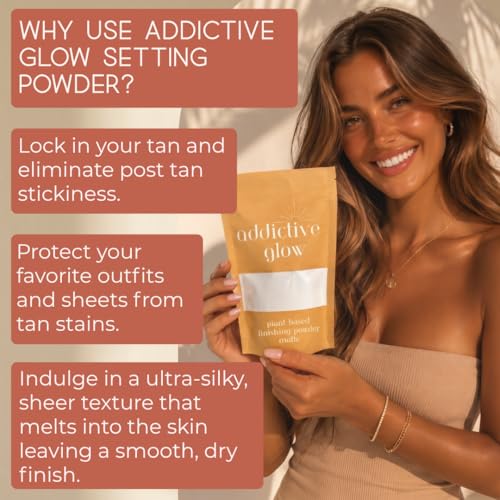 Addictive Glow Post Spray Tan Setting Powder - Shimmer, Plant-Based, Translucent Finish