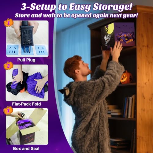 Purple 9FT Halloween Inflatable Dragon with Pumpkin LED Light - Outdoor Yard Decoration