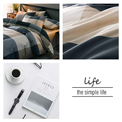 Mixinni Queen Comforter Set with Checkered Pattern - 1 Comforter + 2 Pillow Shams, All-Season Lightweight Geometric Bedding (Queen / 00 - Checkered)