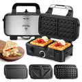 Metine 3-in-1 Waffle Maker with Removable Plates, Standard Indicator, Nonstick, 5-Level Browning