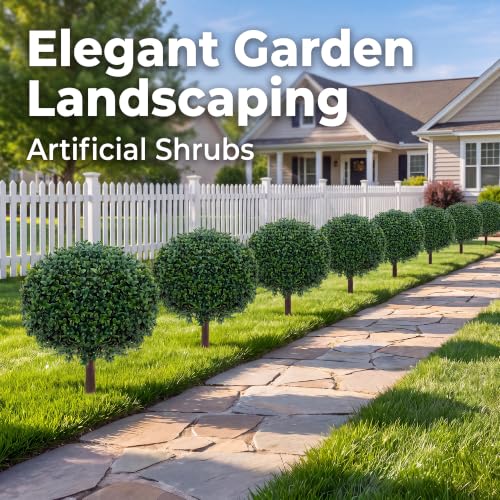 Artificial Boxwood Topiary Balls Set of 2 - Outdoor Garden Decor