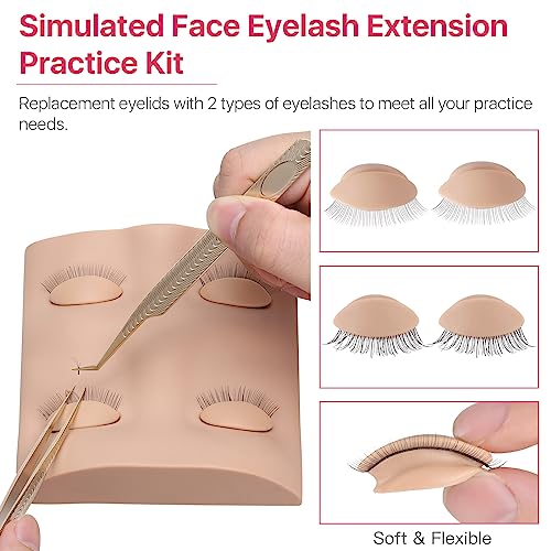 Eyelash Extension Practice Kit with Mannequin Head and Tools - 225 PCS