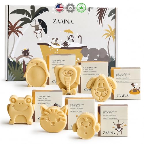 Kids Animal-Shaped Bath Soap Bars - Natural Handmade 6 Pack for Children