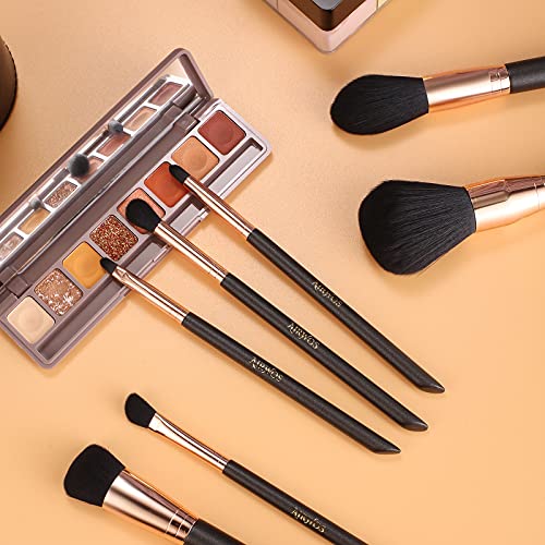 AirWos 14-Piece Professional Makeup Brush Set with Case - Synthetic, Pearl Handles