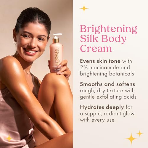 Kopari Brightening Silk Body Cream with 2% Niacinamide, AHAs & Kakadu Plum ? Hydrating Body Lotion for Radiant, Even Skin Tone, Lightweight, Fast-Absorbing, Juicy Pink Guava Scent, 6.7 oz