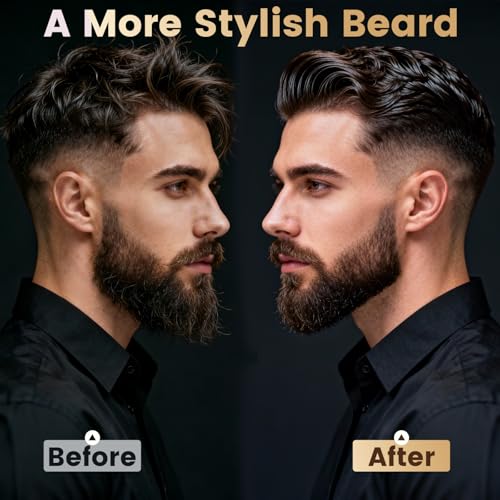 Beard Brush for Men, Natural Boar Bristle Sapele Wood Brush for Beard and Hair, Men's Grooming Kit with Pocket Beard Comb for Facial Hair Styling, Growth, Shine