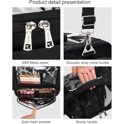 TANTO Makeup Brush Bag, Extra Large Makeup Case Professional Makeup Artist Bag Stand-up Cosmetic Bag Travel Makeup Brush Case with Shoulder Strap and Adjustable Divider