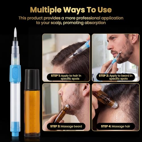 Minoxidil 5% Hair Growth Solution for Men & Women - 7 Bottles, Fast-Absorbing & Precise Applicator Pens