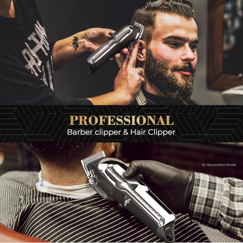Cordless Hair Clippers for Men - Powerful Thicker Hair Fading Kit