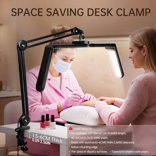 Half Moon Nail Desk Lamp with Adjustable Clamp and Foldable Design - LED Studio Lighting for Nail Techs