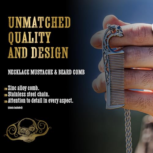 Mustache Wax Kit with Metal Comb Necklace - Extra Strong Hold for Men - Death Grip Variation