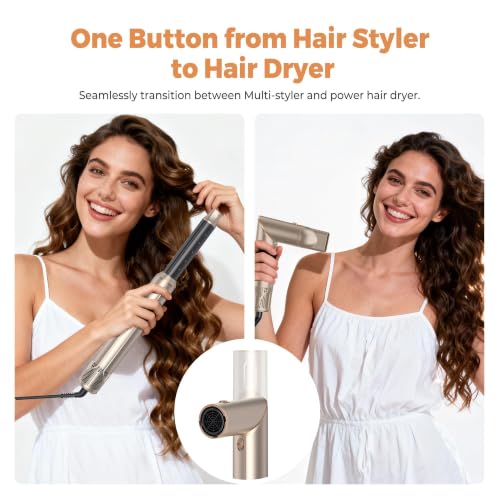 OKWRAP 6-in-1 Foldable Air Styler Curling Diffuser & Auto-Wrap Barrel - Champagne Gold