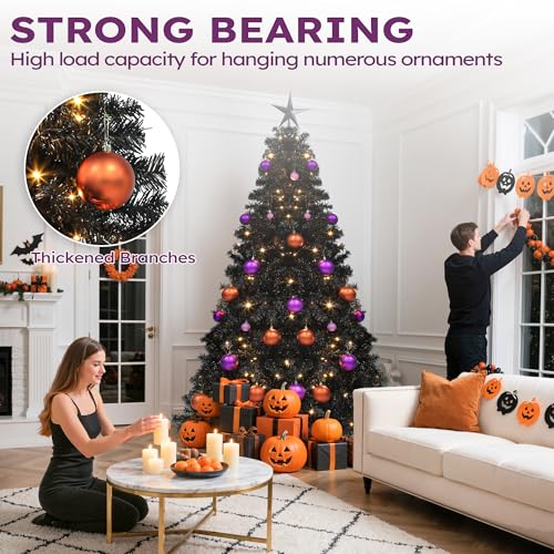 YITAHOME 6ft Prelit Black Christmas Tree with Remote Control, Festive & Eerie Atmosphere