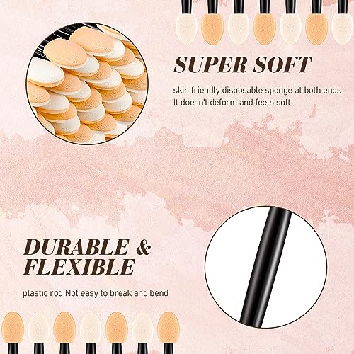 Mifoci 1000 Pcs Eyeshadow Applicators, Disposable Dual Sides Eye Shadow Sponge Applicators, Eyeshadow Brush for Lady Women Makeup Daily Beauty(Black)