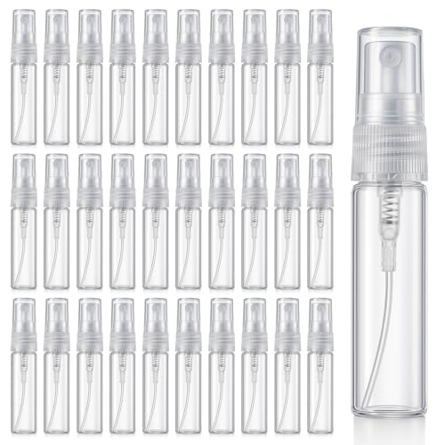 300 Pcs 5ml Mini Spray Bottles Clear Glass Perfume Bottles Refillable Fine Mist Bottle Small Empty Fragrance Sample Spray Containers Travel Portable Bottle for Cleaning, Essential Oils