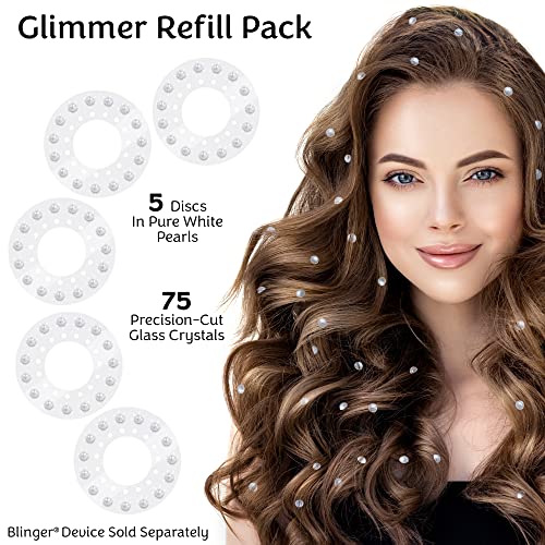 blinger® Shimmer Collection Refill Pack - Pure White Pearls 7 mm for Hair & Accessories