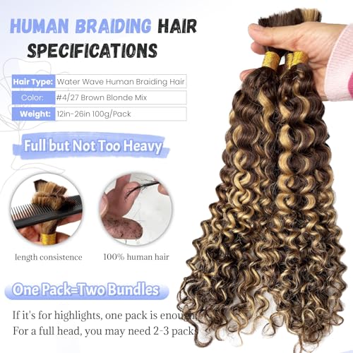 Licoville Ombre Braiding Hair 4/27 Boho Curly Bundles 18 Inch - Human Hair