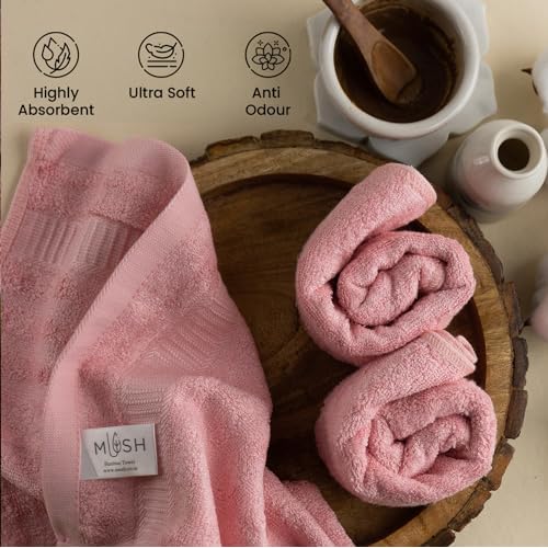 MUSH Rayon Derived from Bamboo Face Towel Washcloth | Ultra Soft, Absorbent Towel for facewash, Gym, Pool, Travel, Spa, and Yoga | 500 GSM 13 x 13 Inches | Pack of 9, Pink
