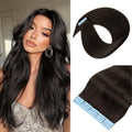 Tape in Hair Extensions Human Hair 18 Inch Natural Black Off Black 50g 20 pcs