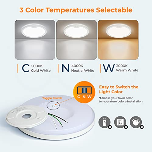 8.7 Inch 4-Pack White LED Motion Sensor Ceiling Lights with Adjustable Color Temperature