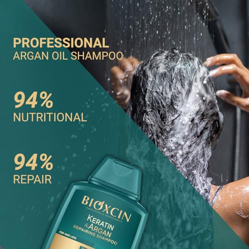 BIOXCIN Keratin & Argan Oil Shampoo Set for Damaged Hair Repair & Growth