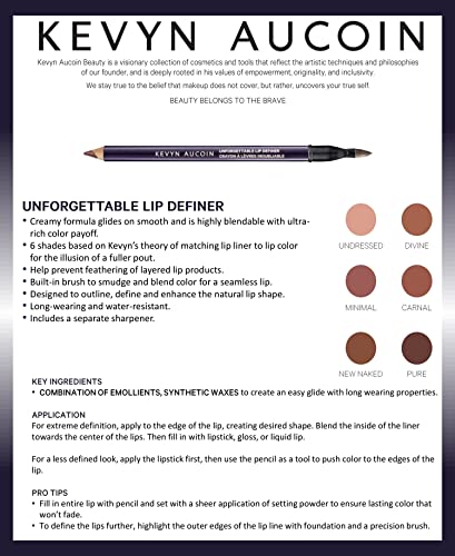 Lip Liner Pencil - Minimal Pinky Nude, Long-Wearing Water-Resistant with Brush