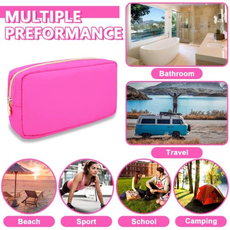 6 Pcs Waterproof Small Makeup Bag Pouch for Purse,Nylon Travel Toiletry Storage Bag Cute Preppy Cosmetic Bag for Women Girl,Durable Makeup Organizer Bag Skincare Bag Purse with Zipper for School