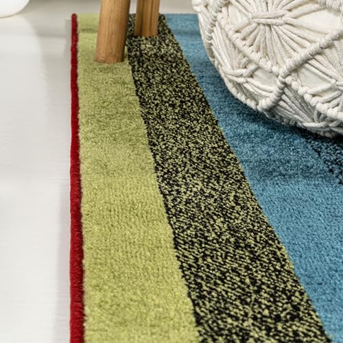 Jonathan Y Retro Rainbow Stripe Indoor Area Rug 5'3" x 7'7" – 5x8, Non-Shedding, Easy-Cleaning