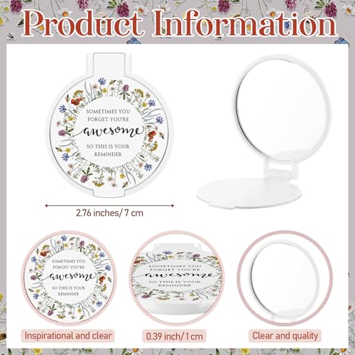Inspirational Compact Mirror Set for Women - Wildflower, 50 Pack with Cards & Bags