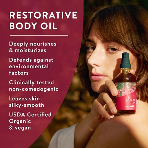 Damascus Rose Body Oil - Organic Jojoba & Pomegranate 4oz Glass Bottle