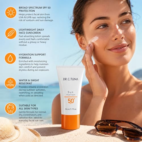 Farmasi Dr. C. Tuna SPF 50 Face Sunscreen, UVA UVB Protection, 1.7 fl oz