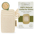 Natural Loofah Dish Sponges 4 Pack ? 100% Plant-Based Luffa Scrubber for Dishes, Pots & Nonstick Pans ? Compostable, Non-Scratch Kitchen Sponge for Sink, Tile & Everyday Cleaning