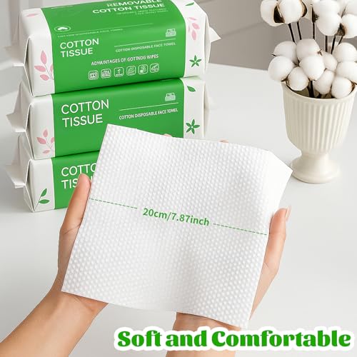 Disposable Face Towels 100 Count Pack of 4 - Biodegradable & Ultra Soft Facial Wipes for Sensitive Skin