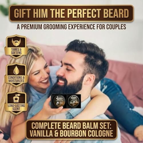 Men's Beard Balm Set with Sandalwood & Cologne Scents - 2 Pack