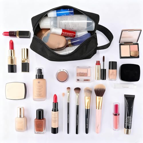 Travel Toiletry Bag for Men Women Black 48 pcs Water-Resistant Hanging Cosmetic Organizer
