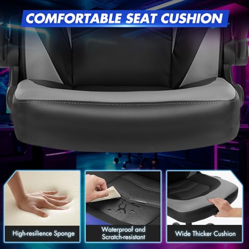 Sweetcrispy Gaming Computer Desk Chair with Lumbar Support PU Leather