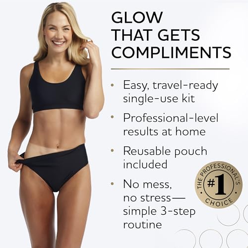 Norvell Glow System Trial Kit ? 5-Step Sunless Tanning Essentials with Exmitt, Primer, Cleanser, Body Butter & Prolong ? Reusable Travel Pouch