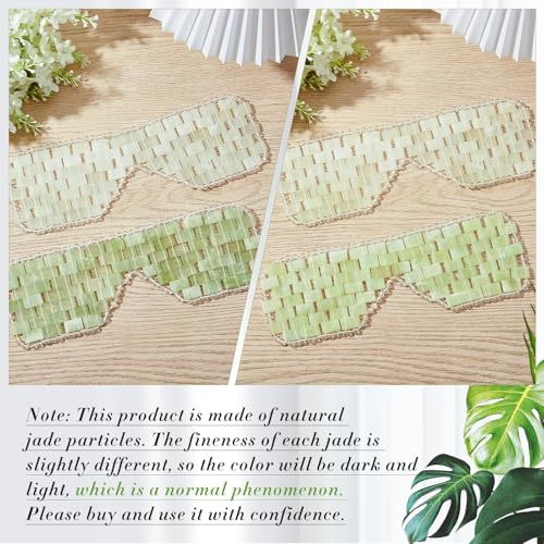 Hercicy 4 Pcs Jade Eye Mask Green Jade Stone Facial Cooling Mask for Alleviate Puffiness Face Massage Relax Eyes Relieve Migraine Meditation Beauty (Green)