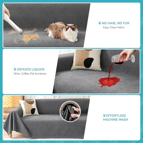 Pet Couch Protector Waterproof Anti-Slip Sofa Cover - 91x150 Dark Grey
