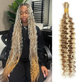 Syrenlore 14 Inch Deep Wave Bulk Human Hair for Boho Braids - Multi Blonde Highlights, 50g