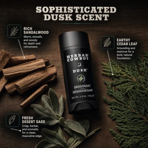 Herban Cowboy Dusk Deodorant 3-Pack for Men - Natural Freshness