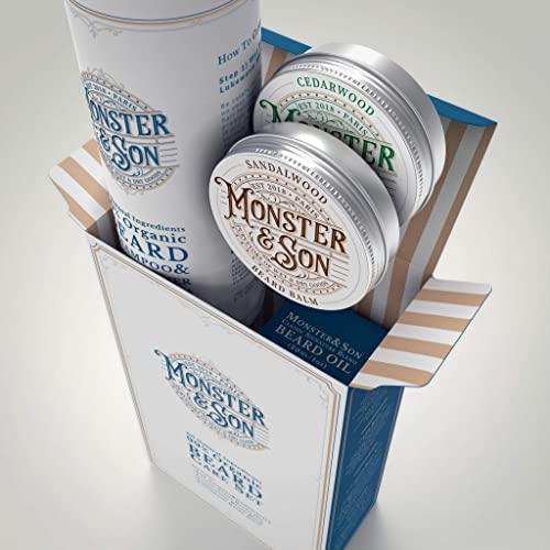 Organic Beard Care Kit with Shampoo, Oil & Balms for Growth and Grooming