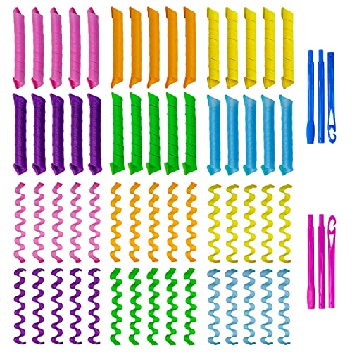 Essenergi 60pcs Heatless Hair Curlers Kit 2 Styles, 21.65" (55 cm) No-Heat Hair Curlers
