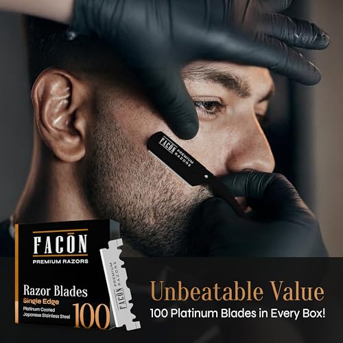 Fac?n Straight Razors for Men - Professional Barber Straight Edge Razor Kit with 100 Blades, Wooden Stainless Steel Barbero Shaver for a Smooth & Precise Shave, Premium Barber Razor for Men's Shaving