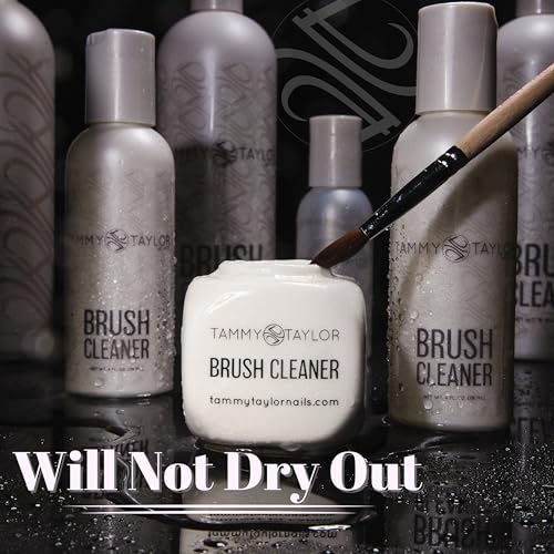 Tammy Taylor Acrylic Nail Brush Cleaner Liquid, Removes Solid Gel Nail Polish, Acrylic Dip Powder, All-in-One Poly Gel Slip Solution + Kolinsky Sable Nail Brush Conditioner, Cleaner & Restorer (16oz)